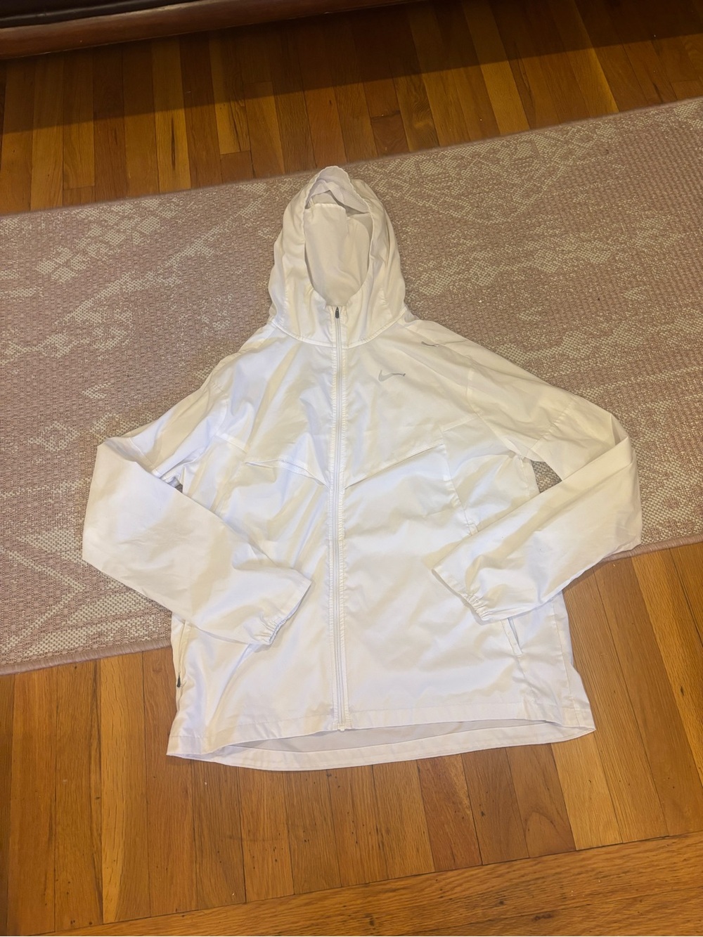 Nike White Hooded Performance Jacket with Full Zip